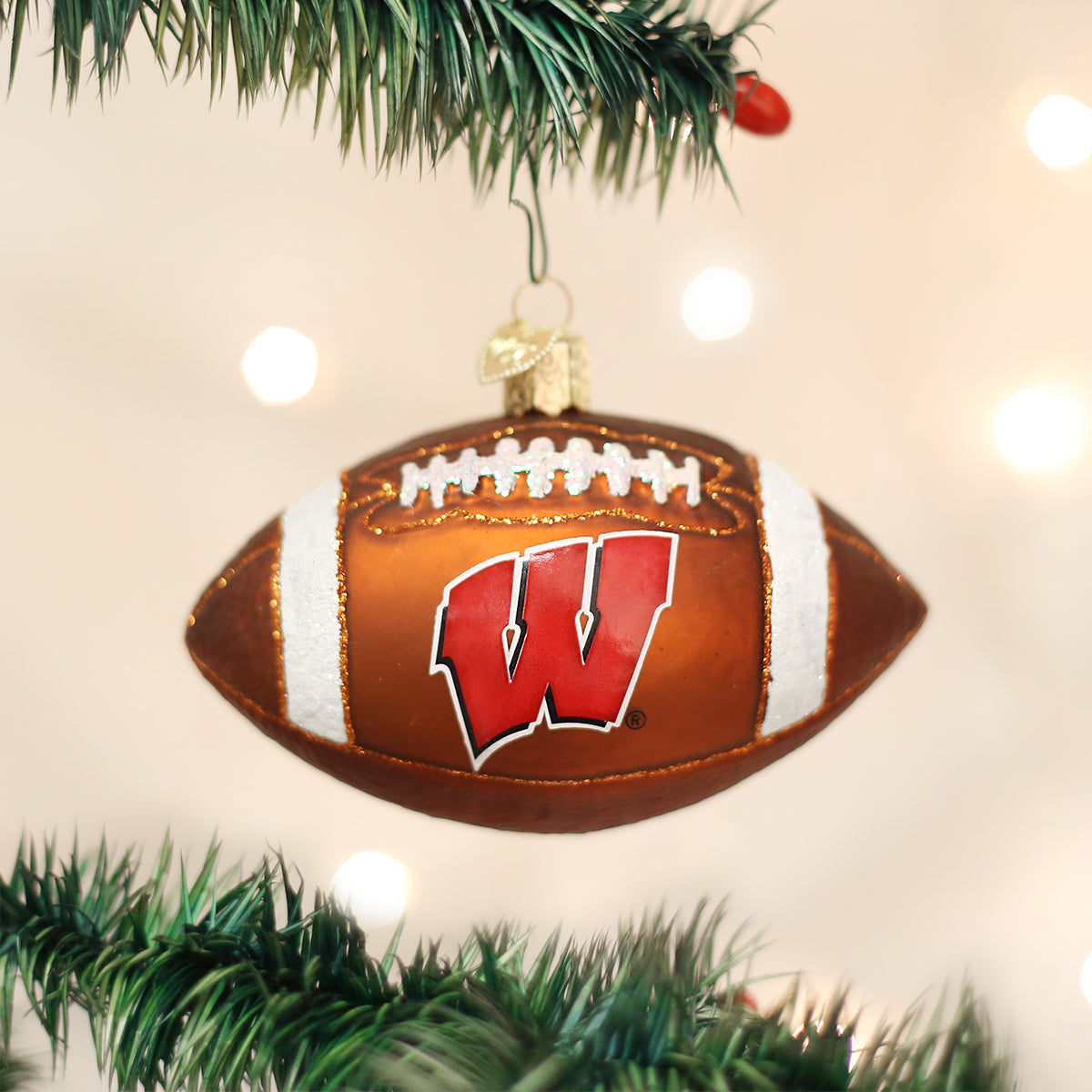 Old World Christmas Wisconsin Football Ornament - hand-blown glass Christmas tree ornament