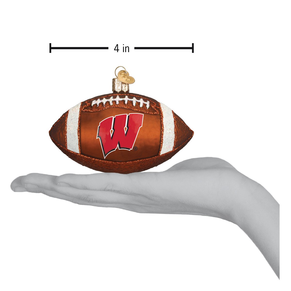 Old World Christmas Wisconsin Football Ornament - hand-blown glass Christmas tree ornament (view 4)