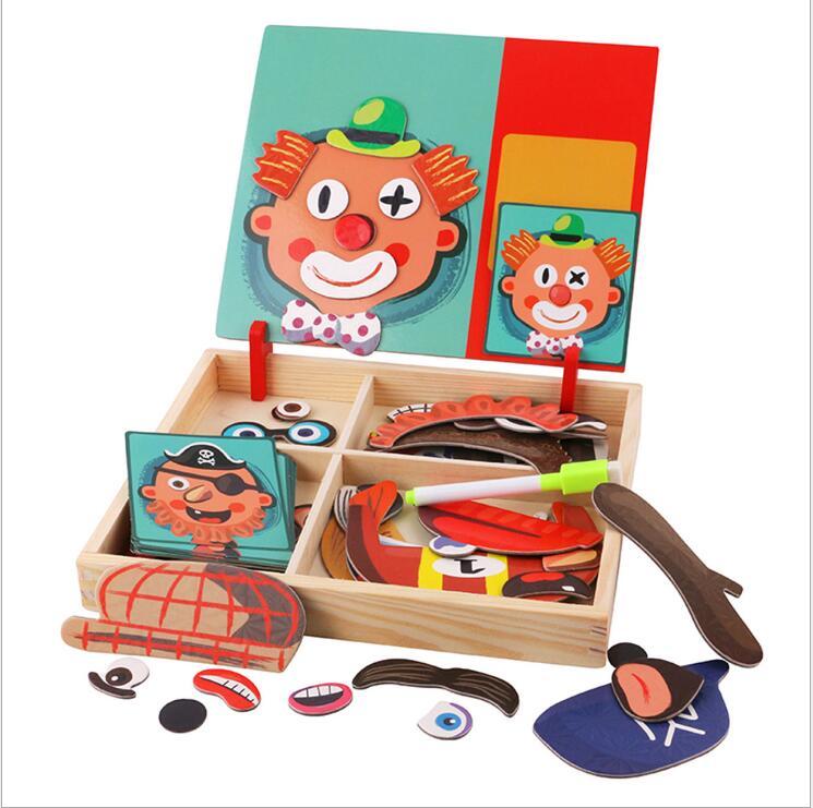 Montessori Magnetic Fun Puzzle Children's Wooden Puzzle Box Game Cartoon Educational Painting Toys For Children Gift Antistress - Cindi Book