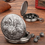 Retro Creative Pocket Watch Shaped Tabletop Game Dice Set -7PCS Metal Polyhedral Dice, Steampunk Style Portable DND Dice Set, Exquisite Metal Craftsmanship, Adding Unique Charm To Tabletop Games - Cindi Book