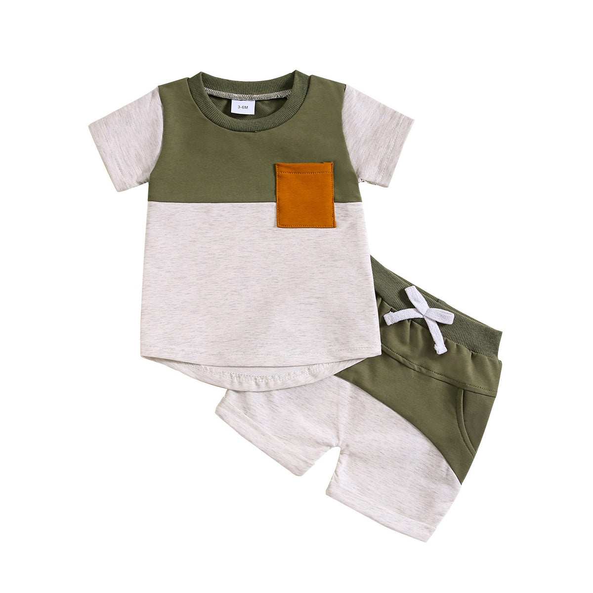 Color-block Crew Neck Short Sleeve Suit - Cindi Book