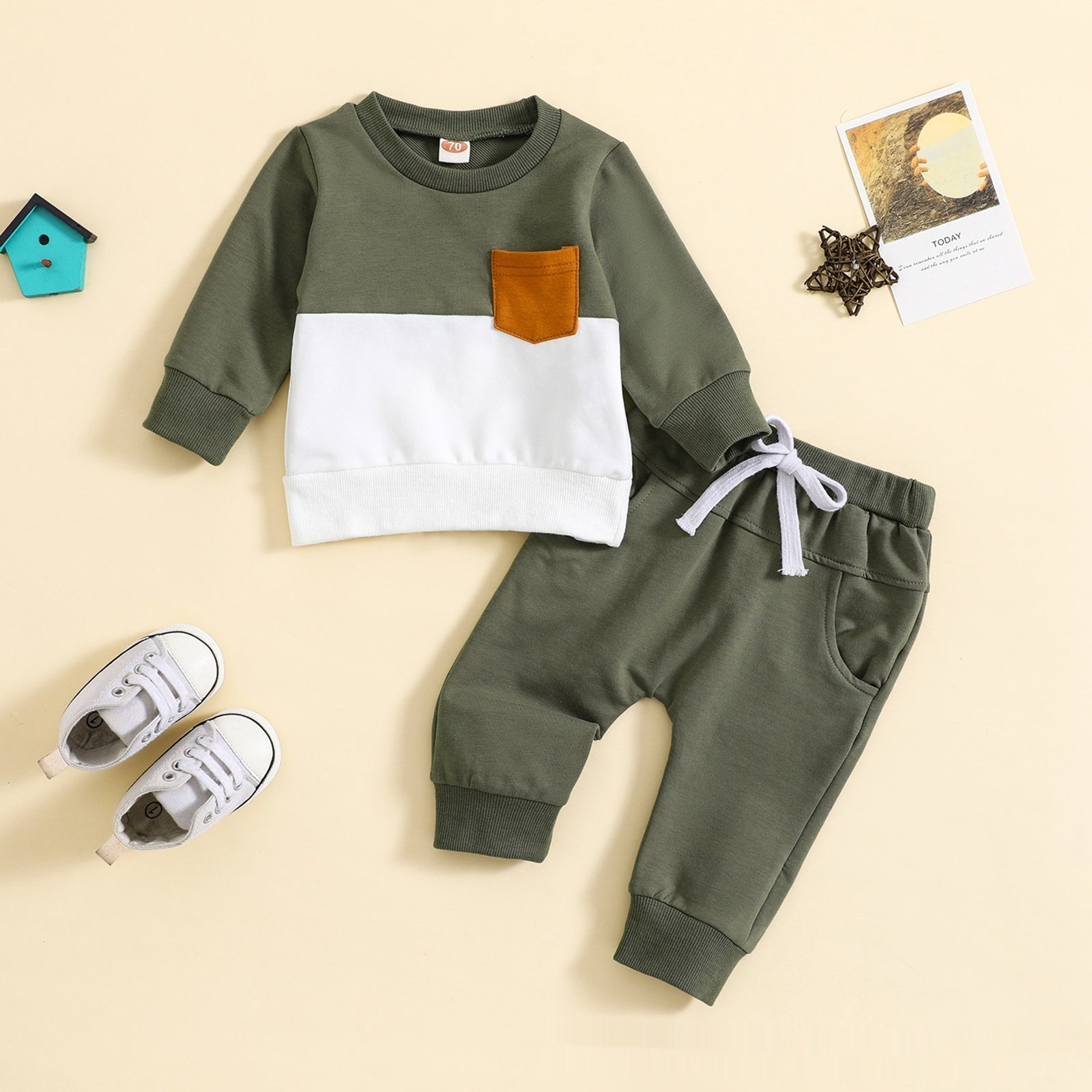 Boy Suit Color-block Crew Neck Long Sleeve - Cindi Book