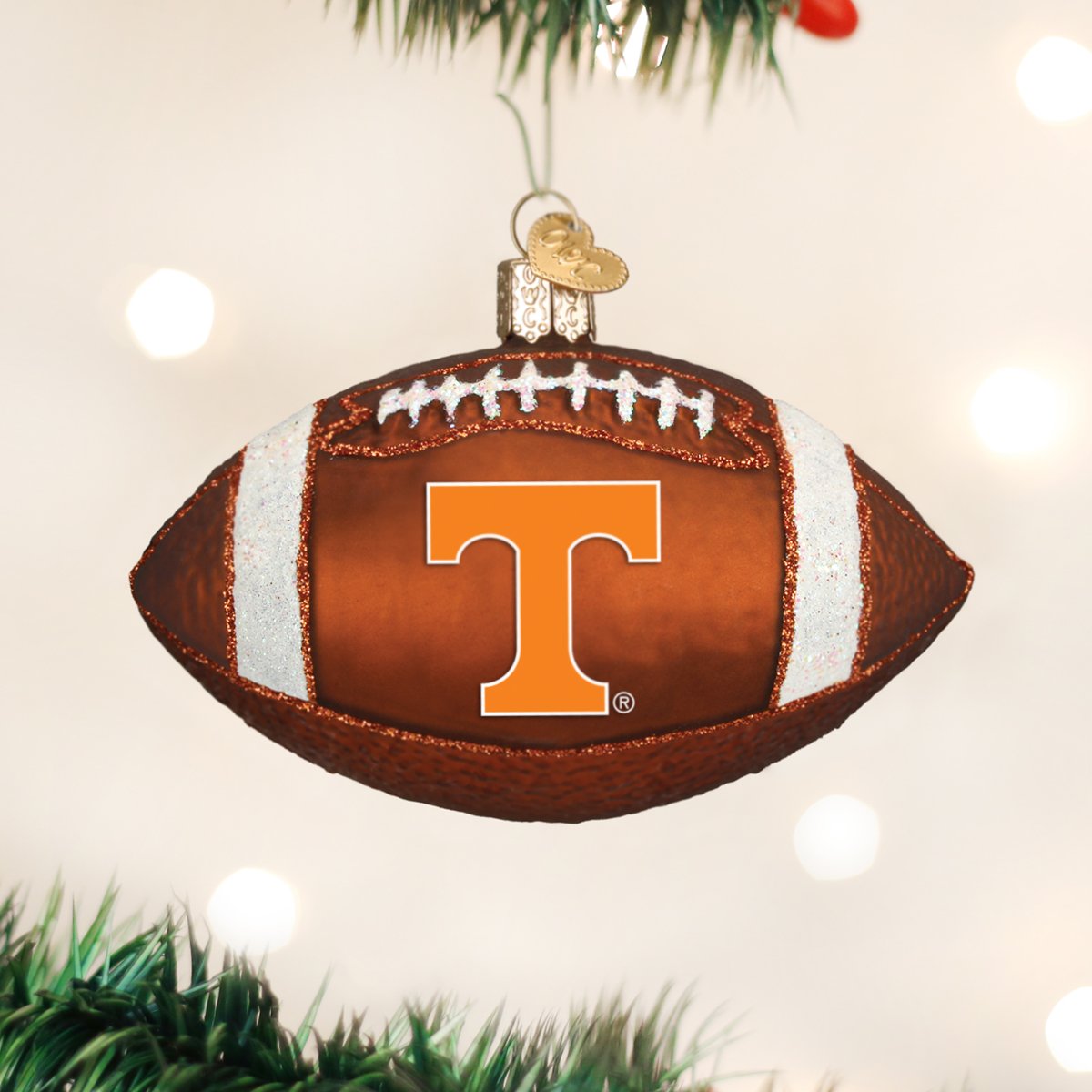Old World Christmas Tennessee Football Ornament - hand-blown glass Christmas tree ornament