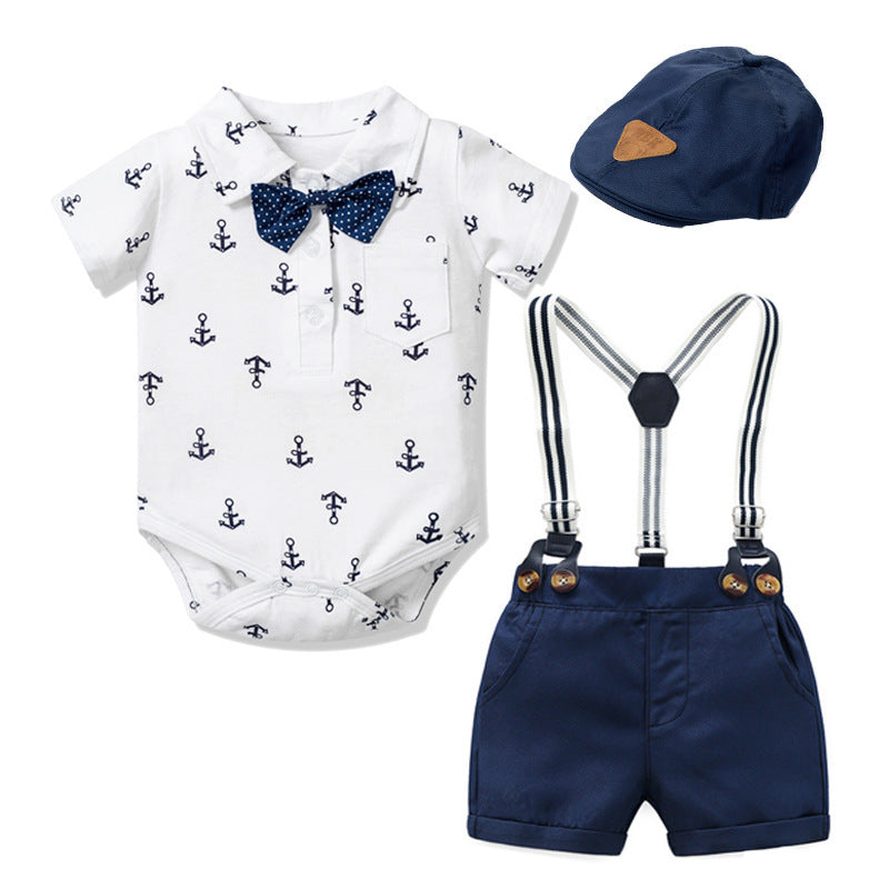 Baby Boy Gentleman Outfit Printed Triangle Romper