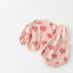 Spring Autumn Infant Baby Girls Knit Long Sleeve Loving Heart Coat Rompers - Cindi Book