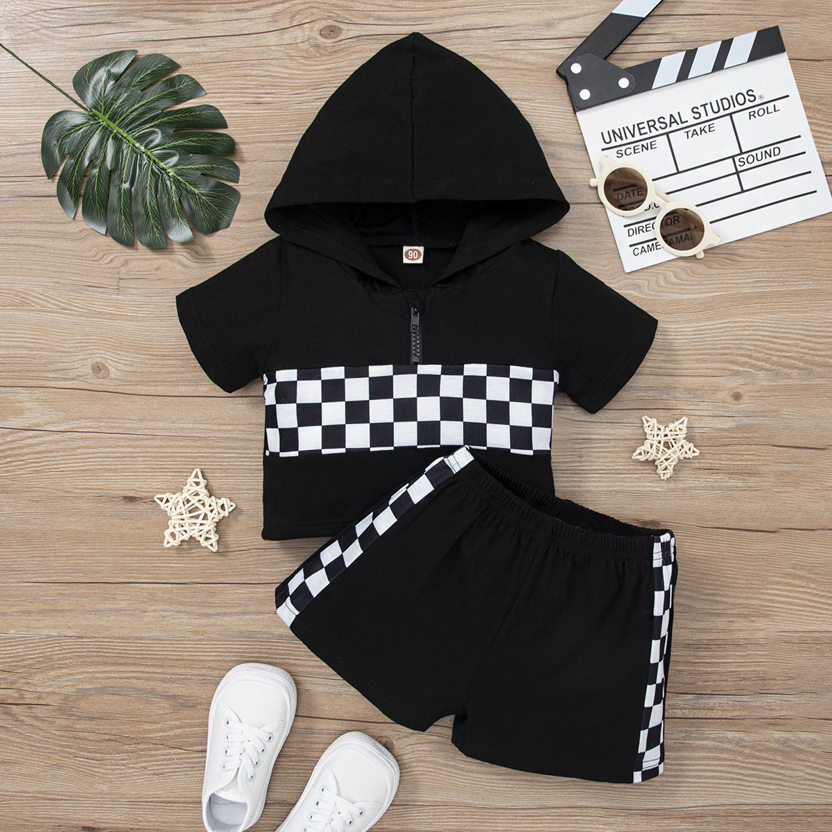Infant Toddler Black And White Plaid Contrast Color Suit - Cindi Book