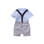 Baby boy short sleeve suit summer baby British overalls - Cindi Book