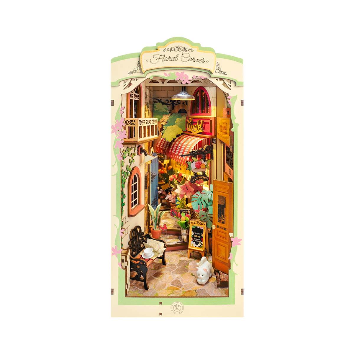Rolife Floral Corner DIY Book Nook Shelf Insert Kit 3D Wooden Dollhouse For Gift - Cindi Book