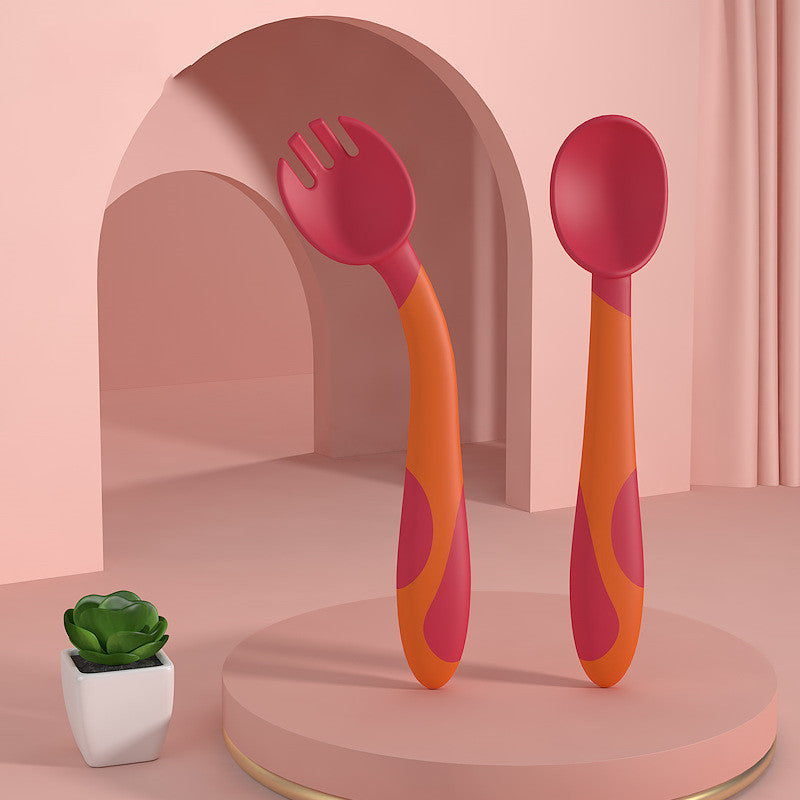 Baby Training Fork Spoon Twist Spoon Children's Tableware Set - Cindi Book
