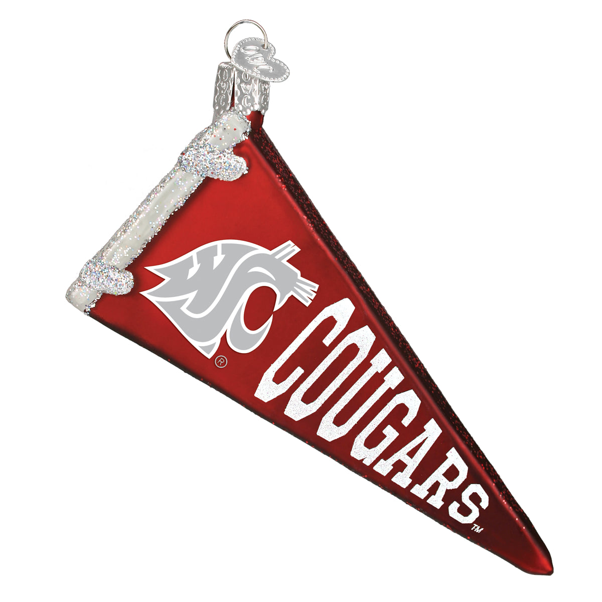 Old World Christmas WSU Pennant Ornament - hand-blown glass Christmas tree ornament (view 3)