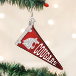 Old World Christmas WSU Pennant Ornament - hand-blown glass Christmas tree ornament