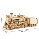 3D Wooden Puzzle Train Model DIY Wooden Train Toy Mechanical Train Model Kit Assembly Model Home Decoration Crafts - Cindi Book