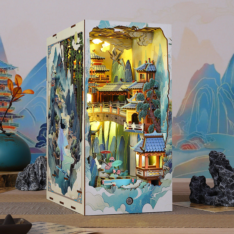 Penglai Fairyland Cottage Three-Dimensional Book Stand Handmade Model