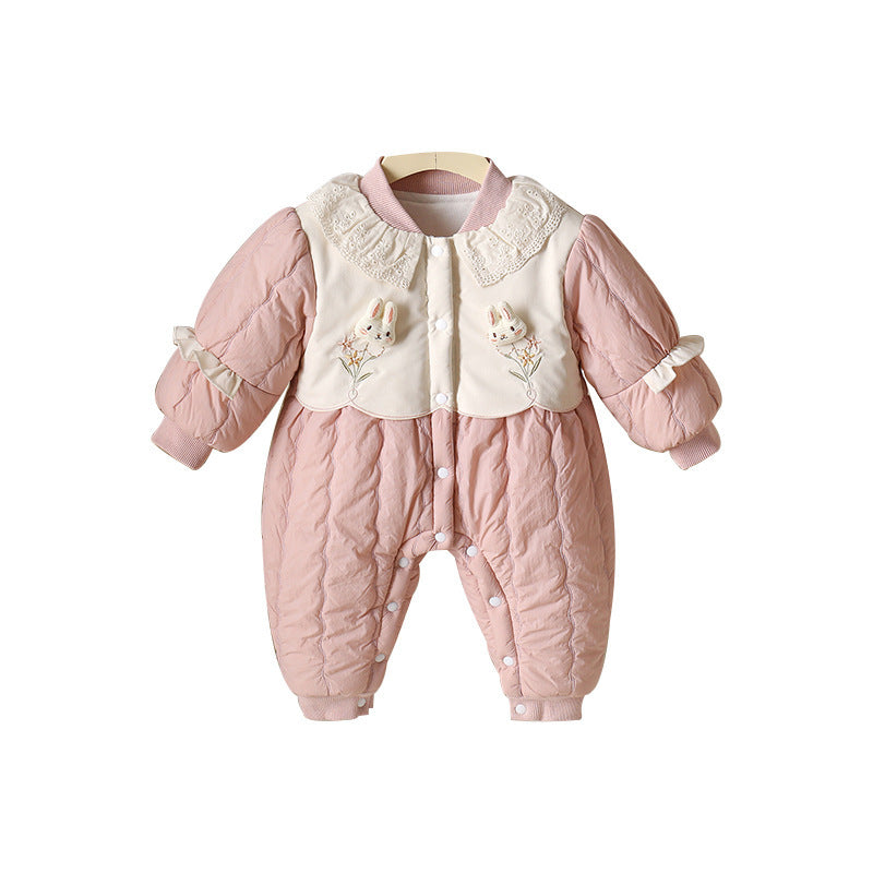 Baby Girl Autumn And Winter New Cute Princess Thin Cotton Romper Girl Romper Outwear - Cindi Book