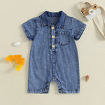 Boy's Western Style Solid Color Short Sleeve Rompers - Cindi Book