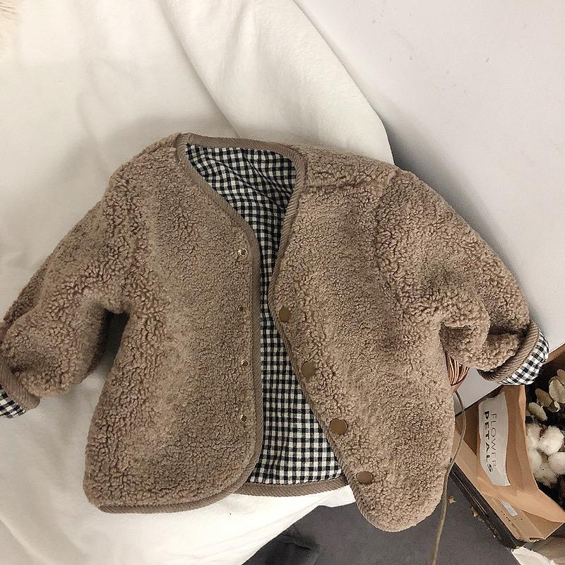 Children's Thickened Warm Coat With Checkered Wool On Both Sides - Cindi Book