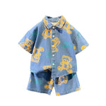 Baby Short Sleeve Shorts Cardigan Two-piece Set Animal Dinosaur Print - Cindi Book