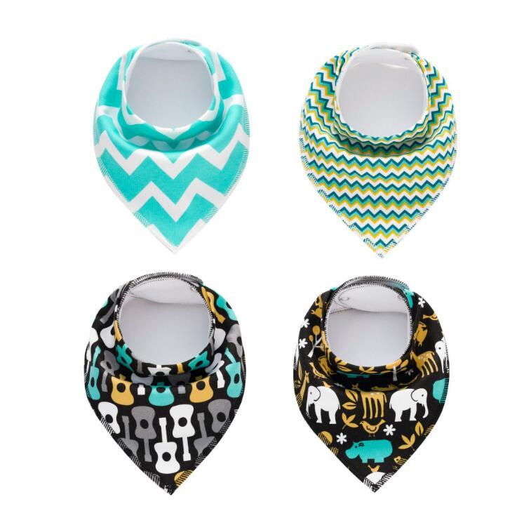 4pcs Lot Bibs Burp Cloth Print Arrow Wave Triangle Baby Bibs Cotton Bandana Accessories - Cindi Book