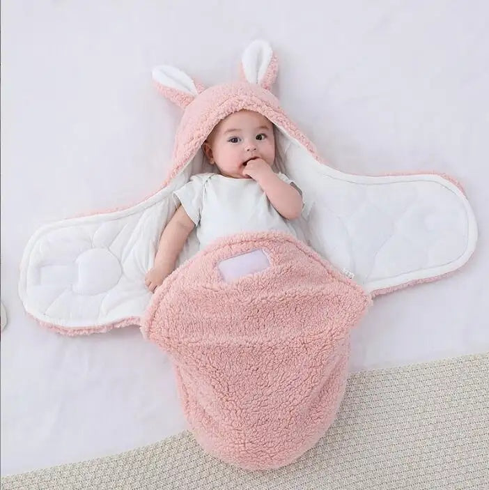 Super Soft Baby Sleeping Bag Fluffy Fleece Newborn Blanket Swaddle Blankets, Unisex Baby Wrap For Newborn Baby Boys Girls With Head-Protecting & Head-Supporting Function, Wearable Swaddle Sleep Sack - Cindi Book
