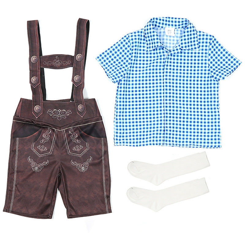 Cute Plaid Suspender Pants Performance Costume - Cindi Book