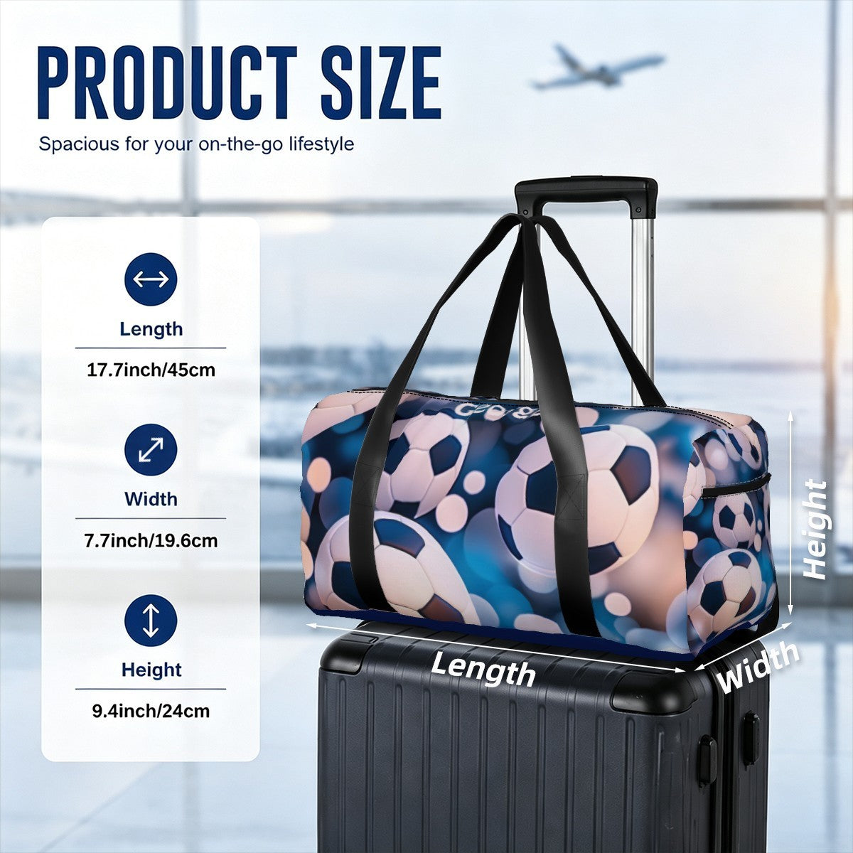 Personalized Blue Soccer Duffel Bag with Custom Name – Football Gym, Tournament & Travel Bag
