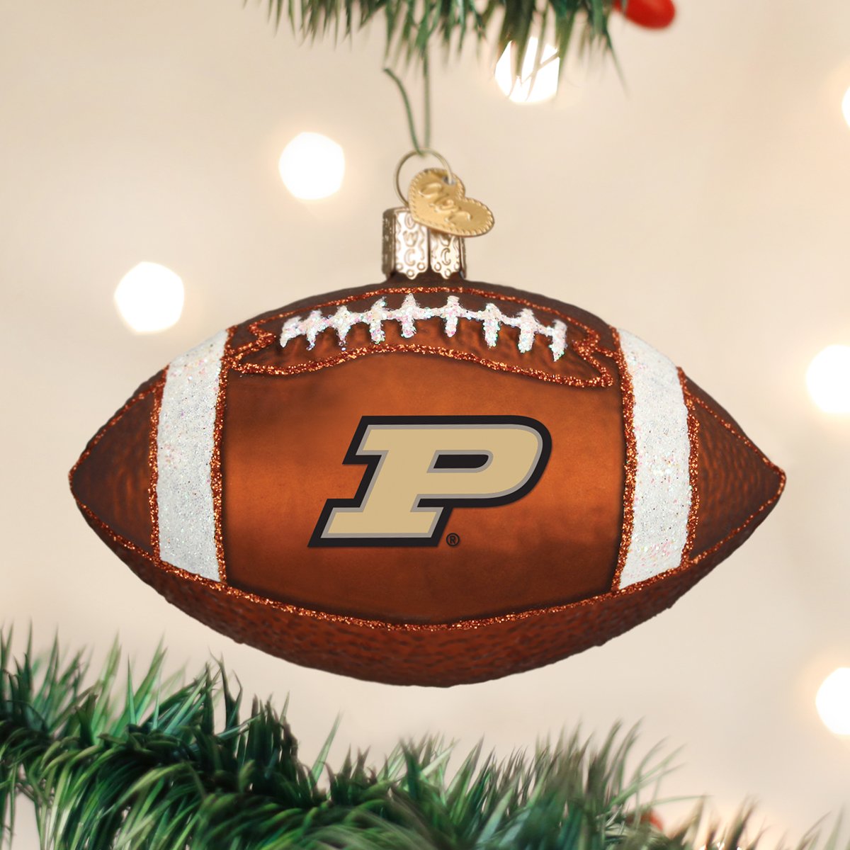 Old World Christmas Purdue Football Ornament - hand-blown glass Christmas tree ornament