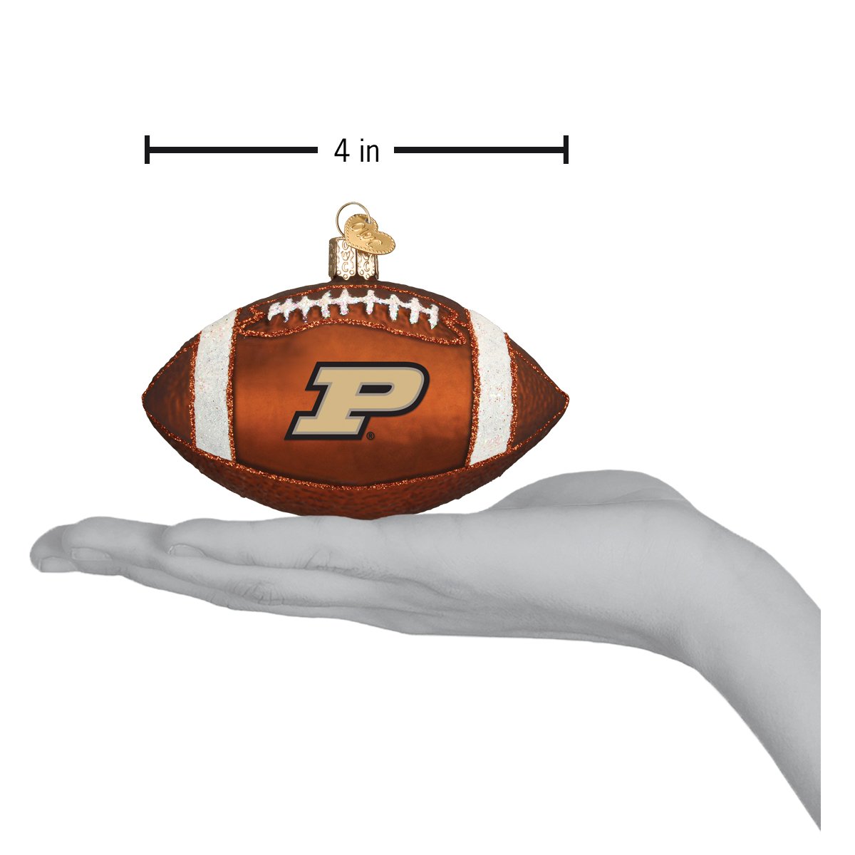 Old World Christmas Purdue Football Ornament - hand-blown glass Christmas tree ornament (view 4)