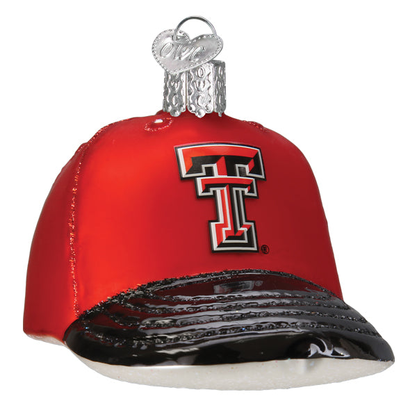 Old World Christmas Texas Tech Baseball Cap Ornament - hand-blown glass Christmas tree ornament (view 3)