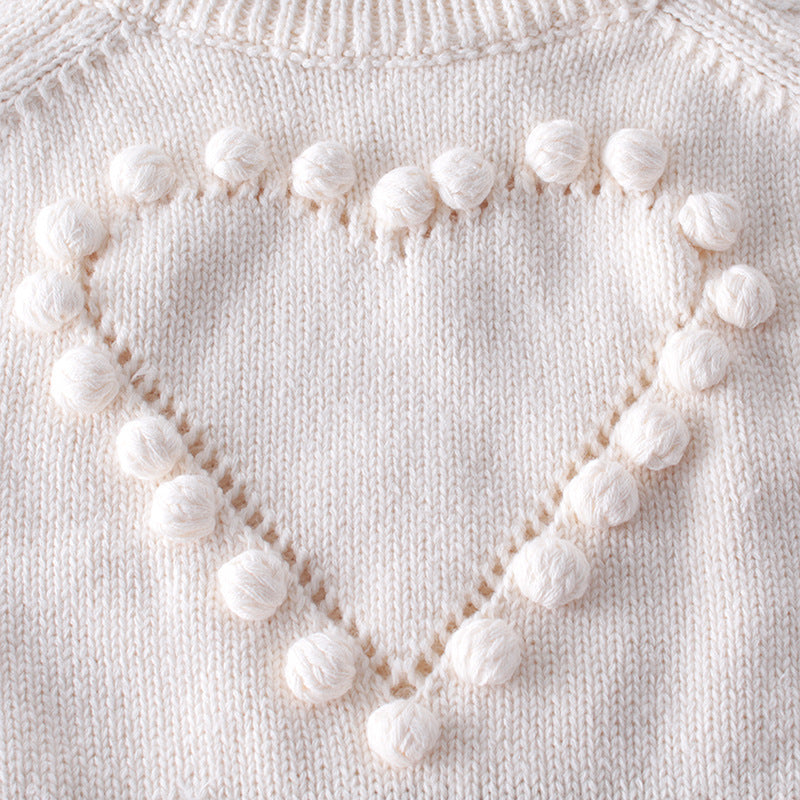 Baby Infant Handmade Love Sweater Knitted Wool Long Sleeve Bodysuit - Cindi Book