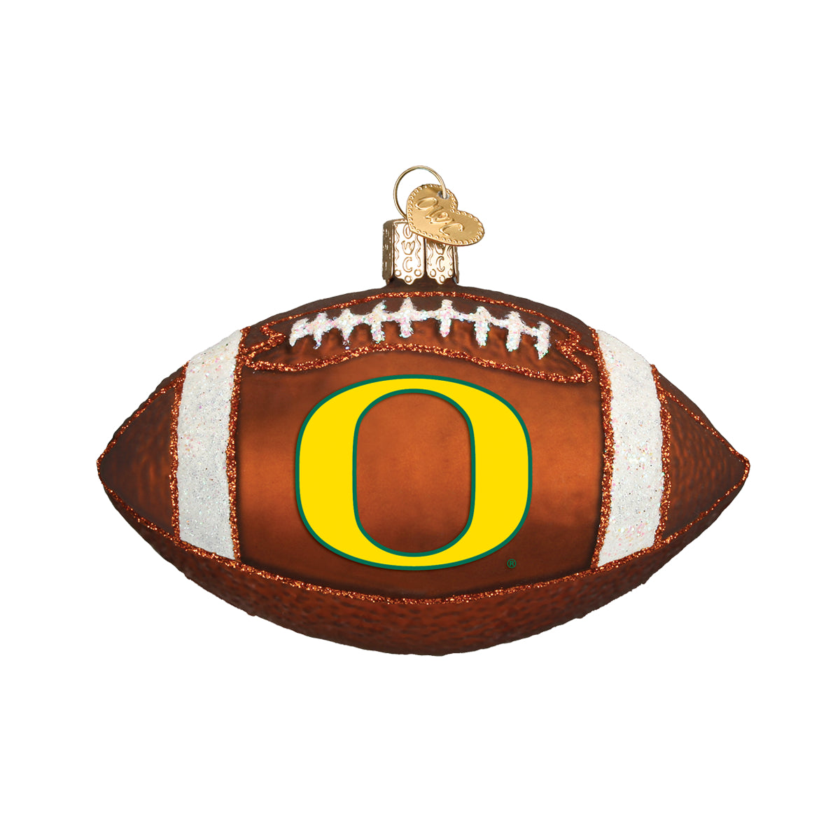 Old World Christmas Oregon Football Ornament - hand-blown glass Christmas tree ornament (view 3)