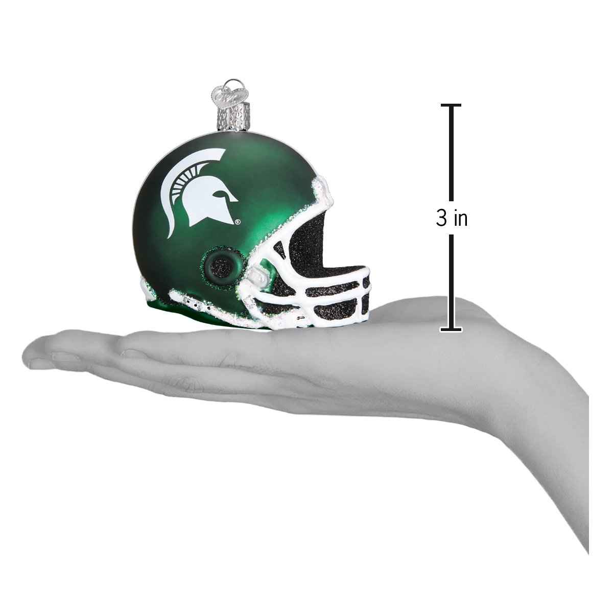 Old World Christmas Michigan State Helmet - hand-blown glass Christmas tree ornament (view 4)