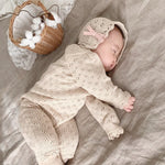 Knitted Hollow Jumpsuit Baby Girl Lace Long-sleeved Romper With Hat - Cindi Book