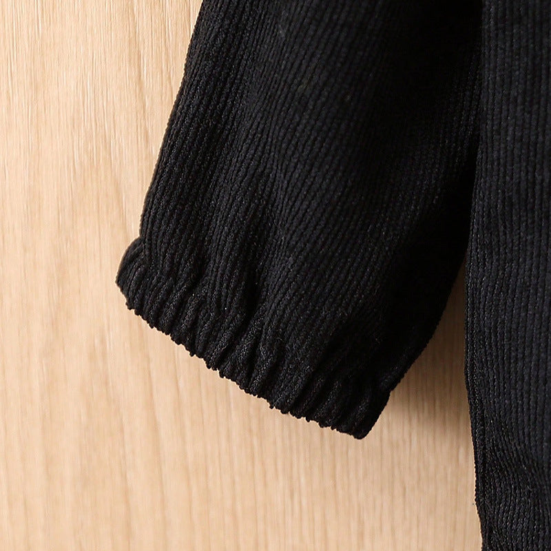 Long Sleeve Solid Color Coat Trousers Set