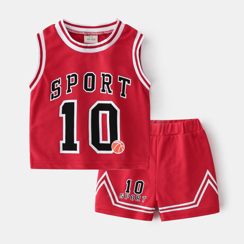 Children's Basketball Clothing Suits Baby Vest Suit Boys Sweatshirt Two-piece Summer Style Tide - Cindi Book