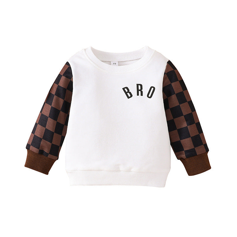 Infants And Toddlers Fall Long-sleeved Tops Fashion Plaid Sweatshirt - Cindi Book