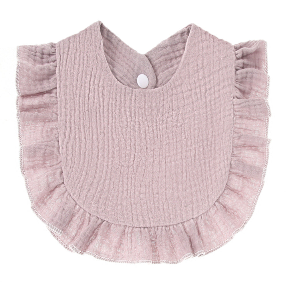 Ruffled Cotton Gauze Lace Bib Saliva Pocket - Cindi Book