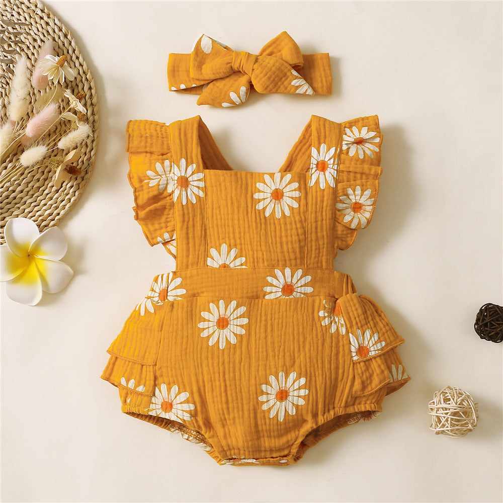 Baby Harness Print Dress Crawling Clothes - Cindi Book