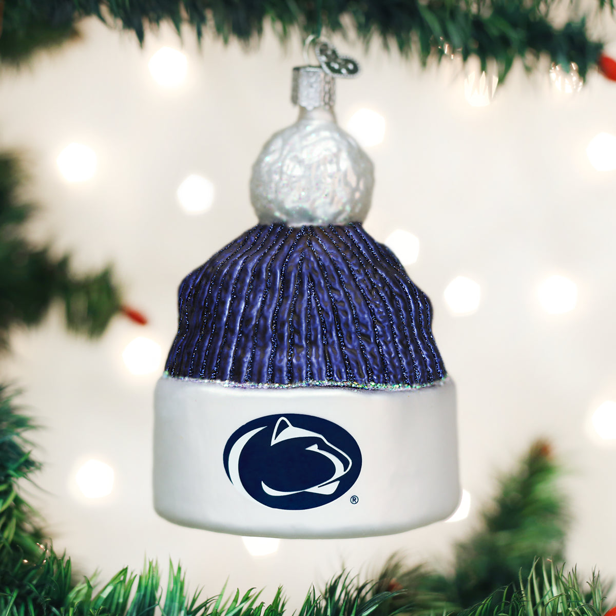 Old World Christmas Penn State Beanie Ornament - hand-blown glass Christmas tree ornament