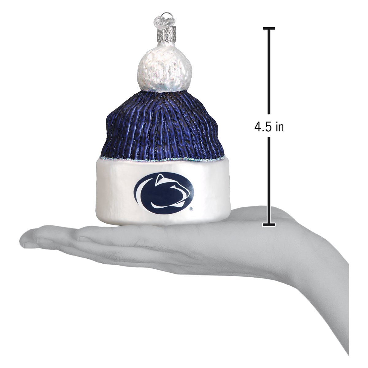 Old World Christmas Penn State Beanie Ornament - hand-blown glass Christmas tree ornament (view 4)