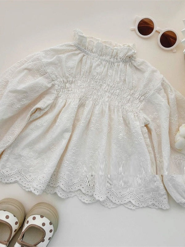 Girls' High-grade Lace Princess Long-sleeved Bottoming Shirt - Cindi Book