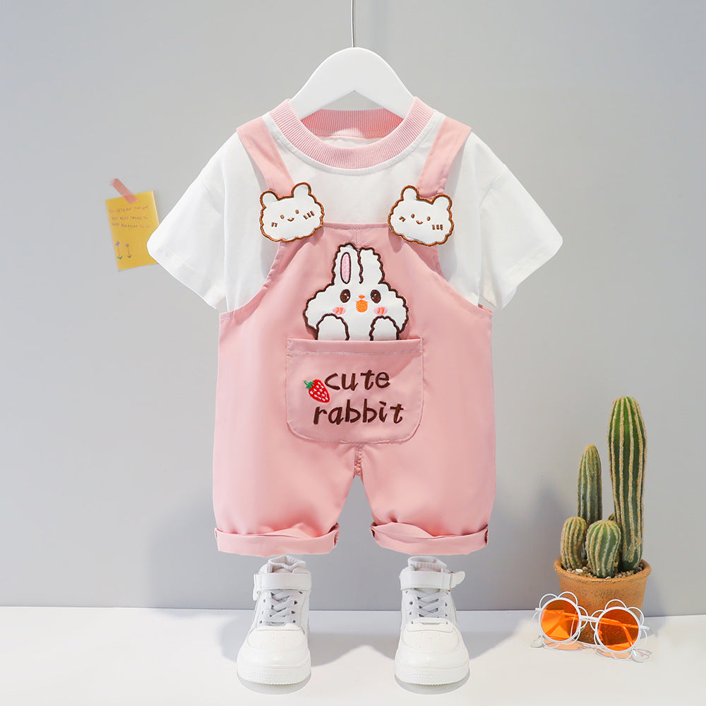 Children's Clothing Men And Women Baby Summer Cartoon Short-sleeved Overalls - Cindi Book