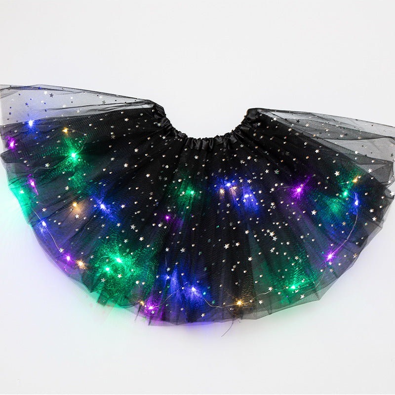 Magical & Luminous  LED Princess Halloween Tutu Skirt Sequins Shiny Skirt - Cindi Book