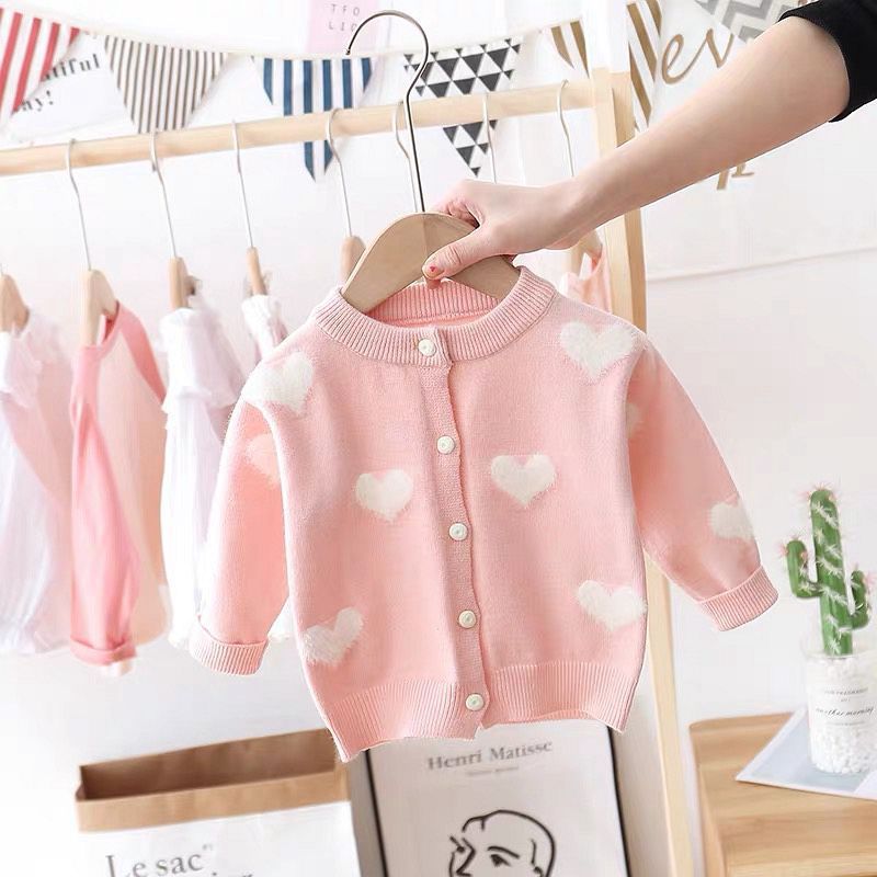 Girls Heart Knit Cardigan - Cindi Book