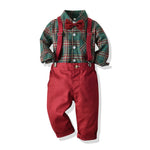 Boys' Cotton Long Sleeved Shirt And Overalls Set - Cindi Book