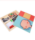 Montessori Magnetic Fun Puzzle Children's Wooden Puzzle Box Game Cartoon Educational Painting Toys For Children Gift Antistress - Cindi Book