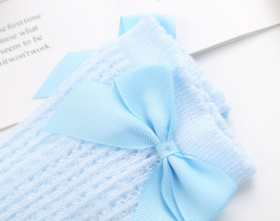 Baby Infants Kids Toddlers Girls Boys Knee High Socks Tights Leg Warmer Ribbon Bow Solid Cotton Stretch Cute Lovely - Cindi Book