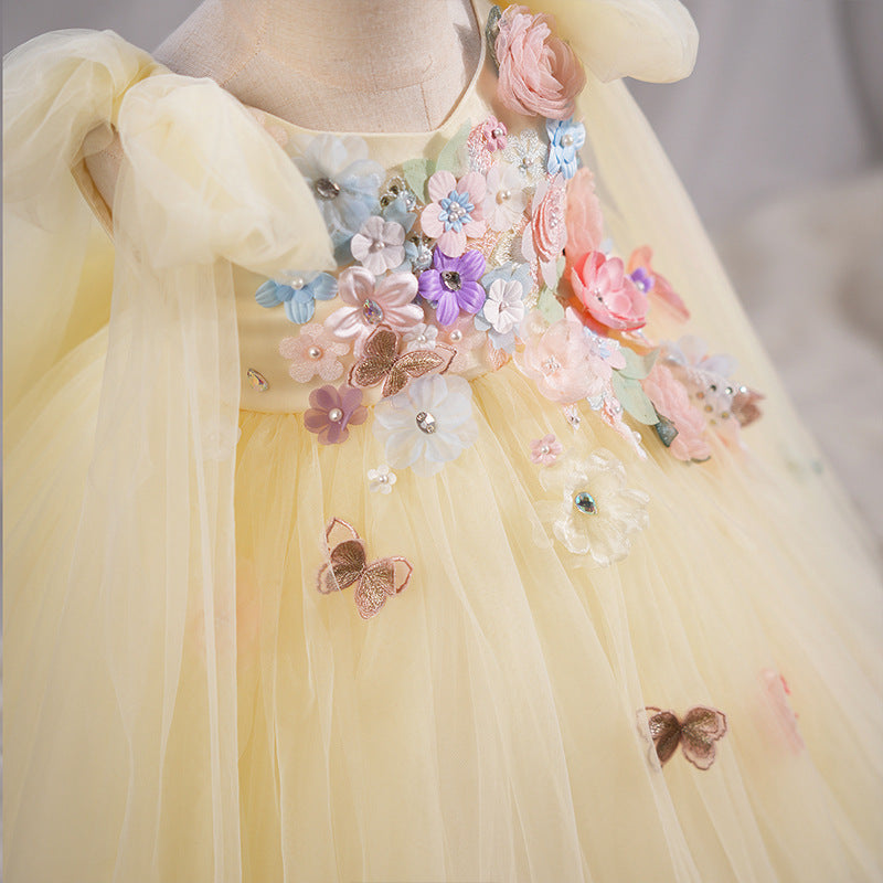 Girls' Applique Dress Children Bow Children's Mesh Sleeveless Premium Tulle Tutu Super Fairy - Cindi Book