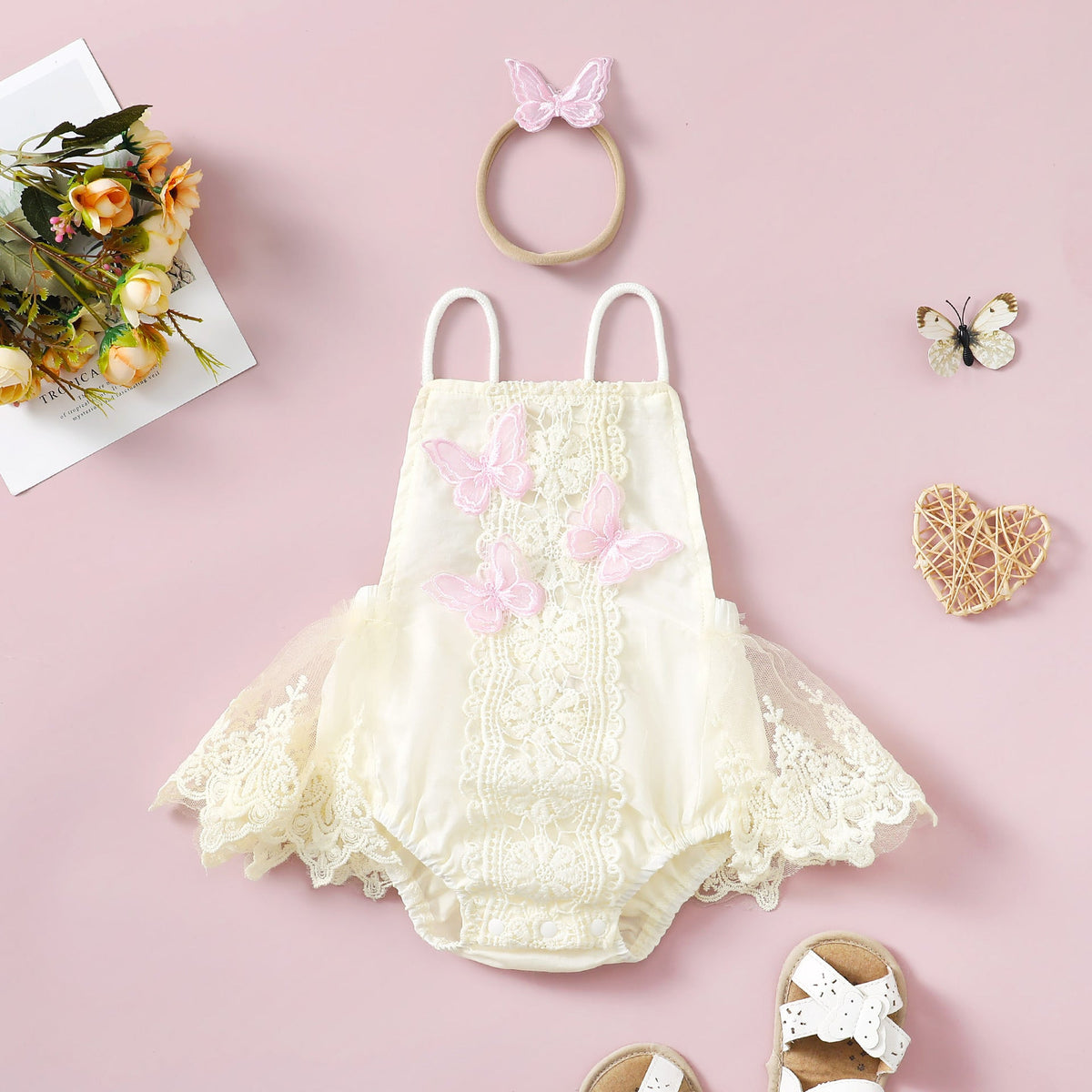 Girls' Butterfly Lace Yarn Princess Dress Headdress - Cindi Book