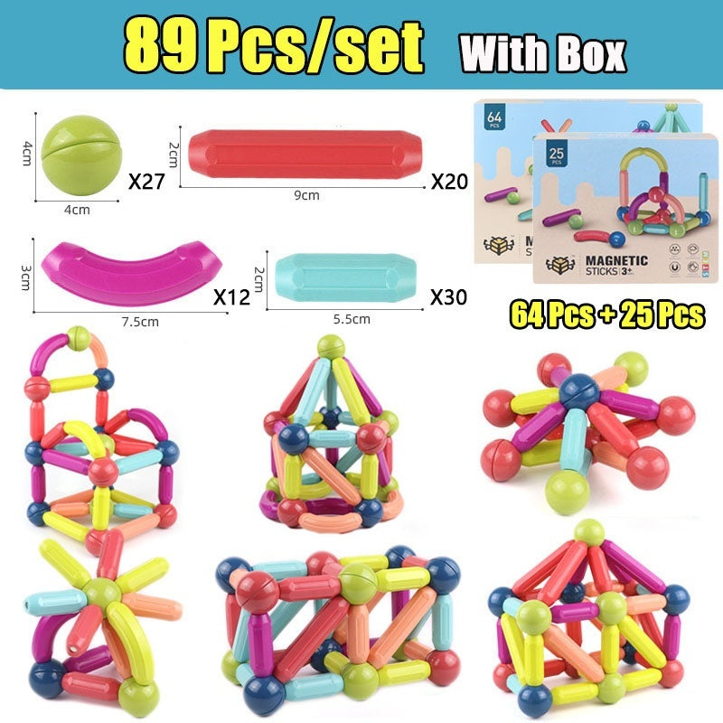 Big Size DIY Magnetic Construction Set Early Learning Constructor Variety Magnetic Rod Building Blocks For Children Toys Gift - Cindi Book