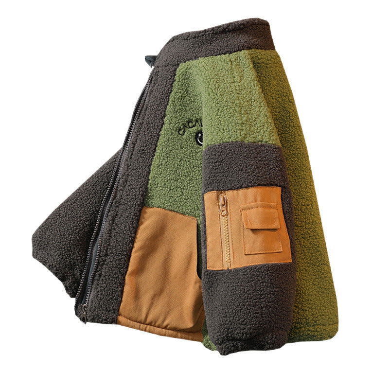 Stitching Contrast Color Fashionable Lamb Wool Warm - Cindi Book